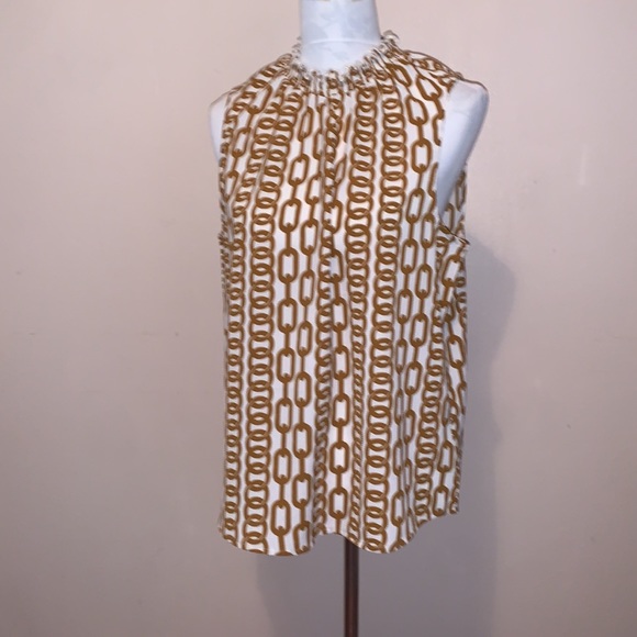 Tops - Harvé Benard Mock Turtleneck Sleeveless Chainlink Print Blouse
